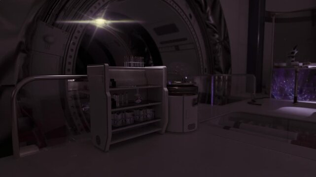 Reactor array in experimental synthesis bay, catalyst mixers and manifold tubing, control panels for batch runs, precision pumps and enclosed processing