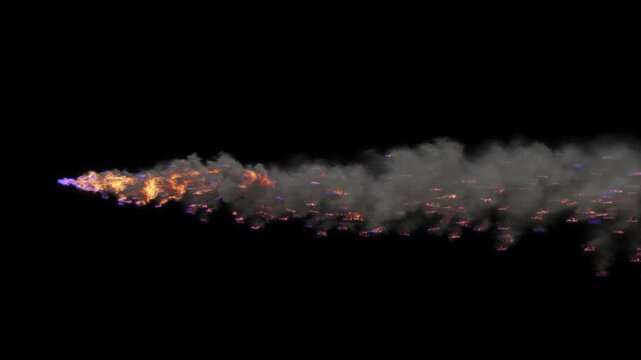 Realistic jet flames burst burning isolated backgrounds footage