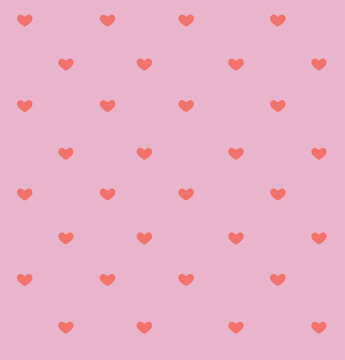 Coral hearts on pink background seamless pattern for celebration and romance