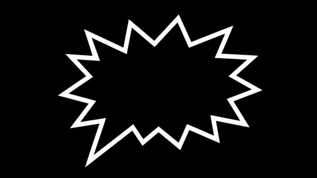 Comic Explosion Speech Bubble Outline Animation with Alpha Channel Green Screen Transparent Background Isolated Burst Overlay