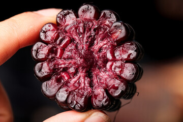 Sweet Black Purple Jelly Dessert in Flower Mold - Traditional Asian Sticky Confection © BuiThi