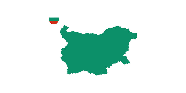 Bulgaria map outline and national flag colors representation.
