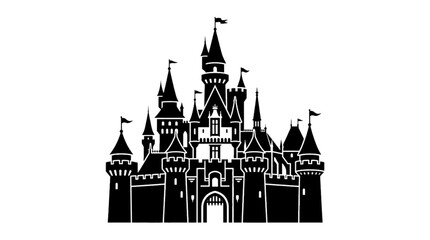 Castle Silhouette — Fairytale castle silhouette, clean architectural shape, premium black vector icon, isolated on white background.   © Jahan