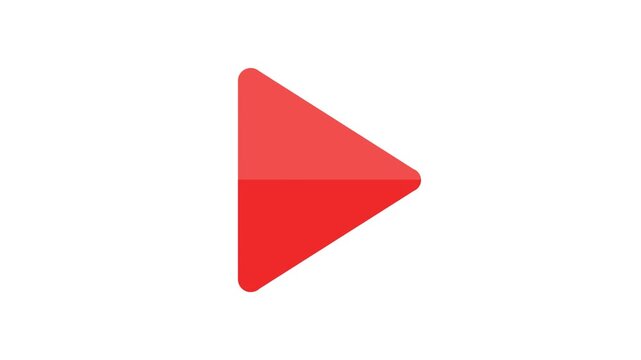 Red glossy play button icon vector graphic design isolated on white background