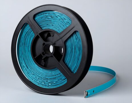 Cyan Plastic Cable Reel with Spool of Flat Wiring for Industrial Use