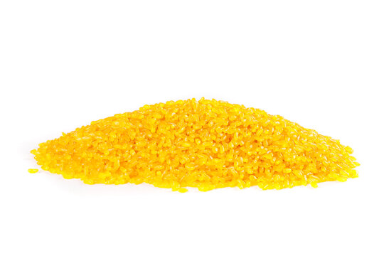 Golden Bulgur Wheat Grains Pile - Enriched Cereals with Selenium on White Background