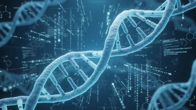 Futuristic Glowing DNA Double Helix Background Animation