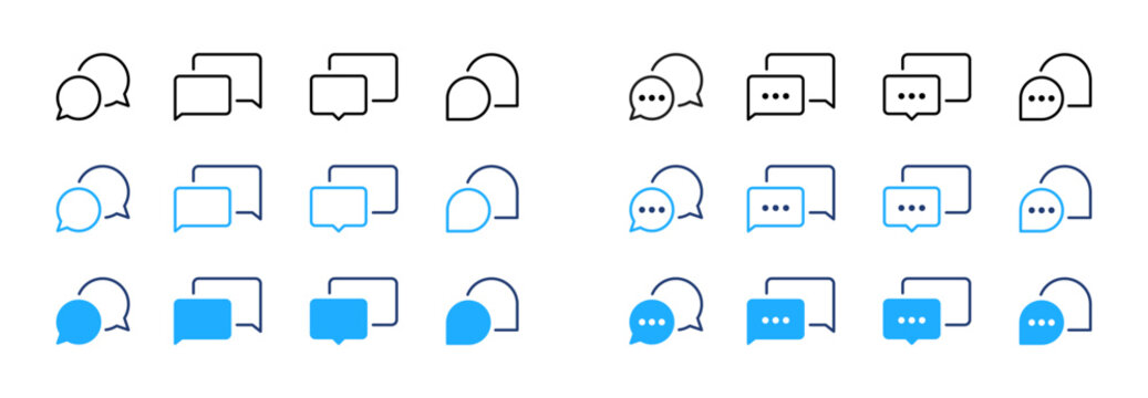 Text Message Speech Bubble Icon, Dialogue Comment Chat symbol collection, Message Dialogue Symbol Outline and Solid