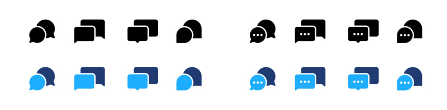 Text Message Speech Bubble Icon, Dialogue Comment Chat symbol collection, Message Dialogue Symbol Outline and Solid