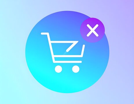 Shopping Cart Icon with Cancel Symbol Digital Vector Illustration Design