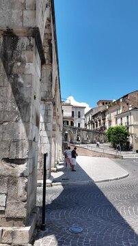 Historic Town Square of Sulmona in Abruzzo, Italy.