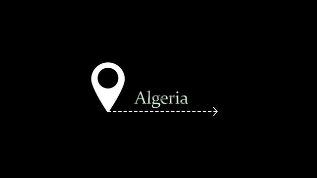Dynamic location pin drop animation on algeria map gps navigation motion algeria map animation digital map marker
