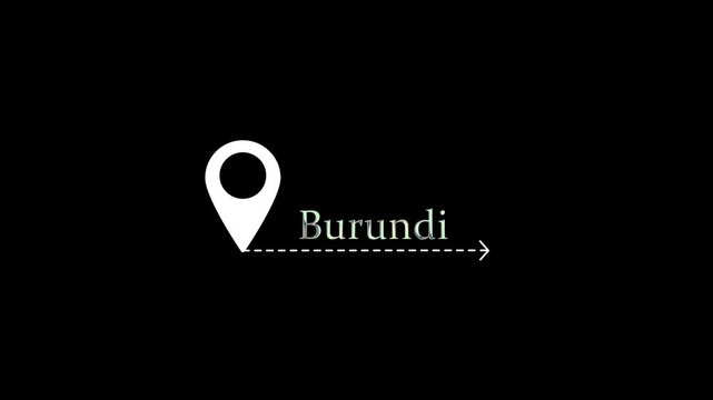 Pin drop animation on map burundi location marker moving smoothly for travel, navigation, or geolocation projects