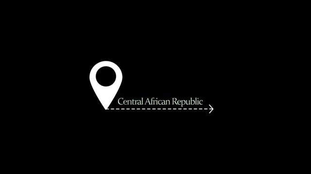Location pin drop animation on map central african republic travel navigation motion map animation gps navigation