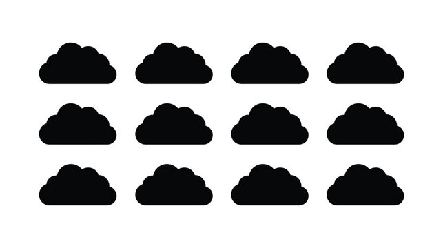 Cloud icon set weather symbols line art collection with forecast
