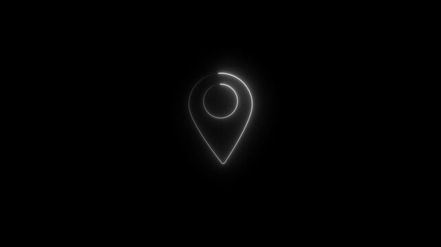 Glowing neon location pin pulse animation dynamic map marker loop for travel, navigation, and tech apps