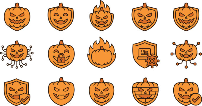 Spooky Jack O Lantern Cybersecurity And Data Protection Icons