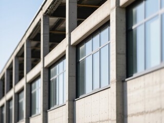 Obraz premium industrial concrete building facade with large windows