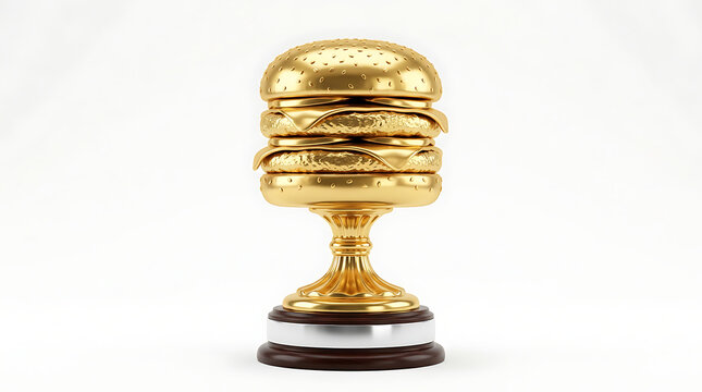 Golden Hamburger Trophy on Base Award for Best Fast Food or Burger Championship