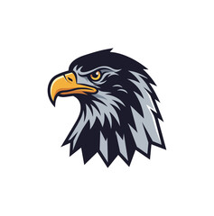 Fototapeta premium Eagle head profile illustration dark feathers sharp beak yellow eye