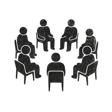 Group therapy session for addiction with people sitting in a circle  
