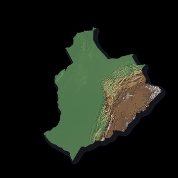 Bolivia Rotating 3D Relief Map Seamless Loop, Alpha Channel 4K
