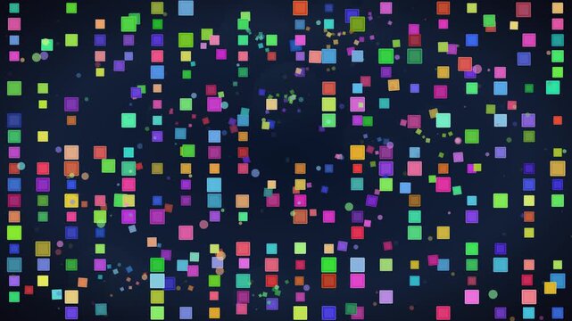 Vibrant Colorful Abstract Squares And Circles Background Animation