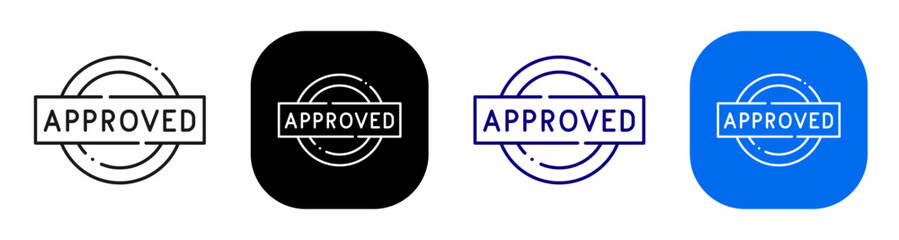 Obraz na płótnie Canvas Approved stamp concept representing verified acceptance and trusted record status. Line, filled, black, color set. Editable stroke