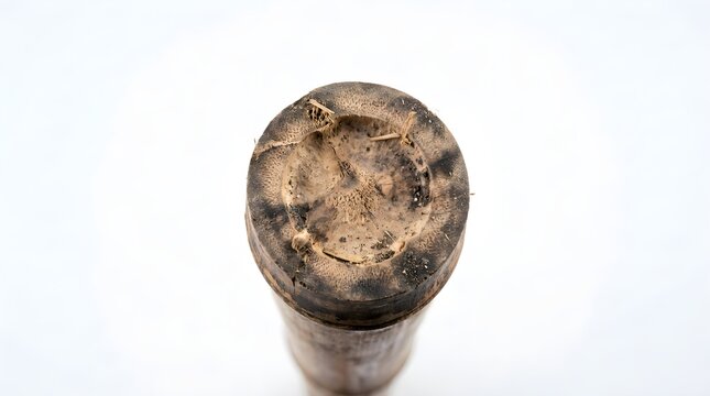Top view of a weathered egrang bamboo pole texture with organic wood grain and circular cross section