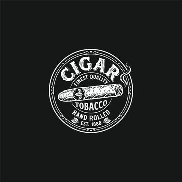 Vintage Hand Rolled Cigar Tobacco Label Vector