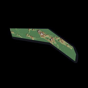 Bermuda Rotating 3D Relief Map Seamless Loop, Alpha Channel 4K