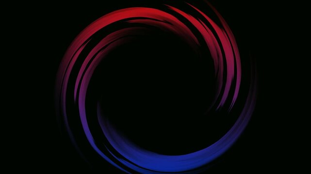 abstract red and blue glowing energy ring animation with rotating circular brush stroke loop on transparent background