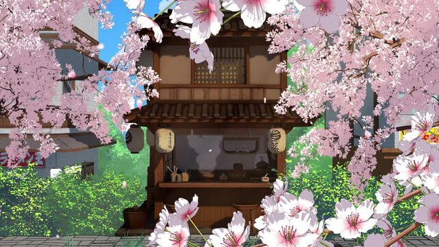 Spring Japanese Ramen Shop 4K Loop