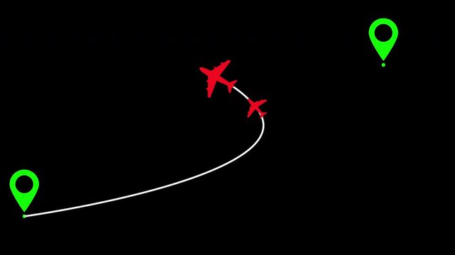 travel flying route destination. tourism and travel concept. Travel on airplane map. air plane flight route with start point. line trace animation design 4k video