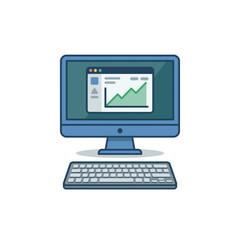 Fototapeta premium Computer Monitor Displaying Green Line Graph.