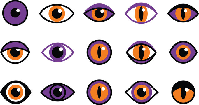 Set of spooky monster eyes for halloween design projects