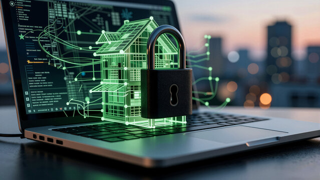 Digital home security with a padlock and network