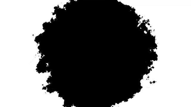 paint animation video, Black Ink drops stream splatter stain leak spread flow scatter over screen ink transition. White screen, drop texture, ink on alpha transparent background