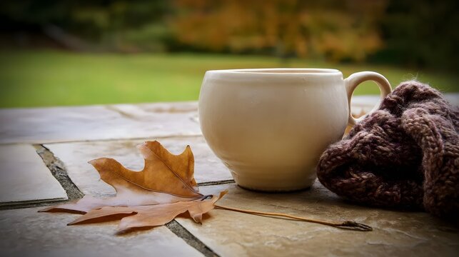 Clean Autumn Lifestyle Cup and Wool Scarf abstract scene