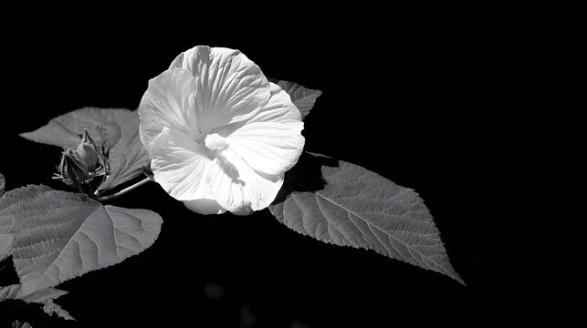 Monochrome Summer Flower at Night graphic background