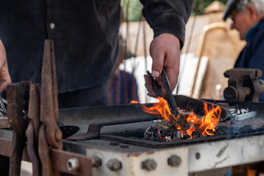 Balcksmith at work during the Ardara Show in County Donegal, Ireland