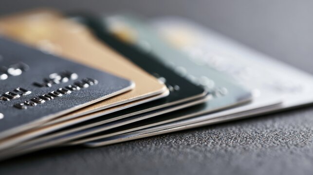 The Credit Cards in a Sleek Fanned Stack with Metallic Hues