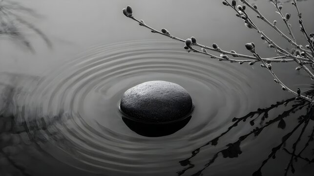 Modern Quiet Reflection After Spring Rain building scene