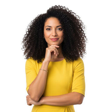 Thoughtful woman with chin resting on hand