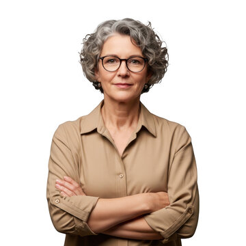 Serious middle-aged woman with crossed arms