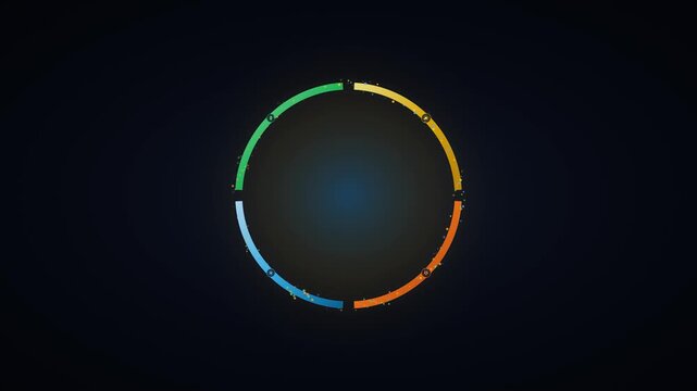 Abstract Animation Of Colorful Arc Sections Expanding And Contracting In A Ring On A Dark Background