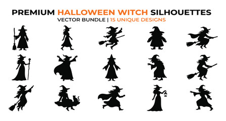 Fototapeta premium halloween Halloween witch silhouettes for spooky designs and decorations