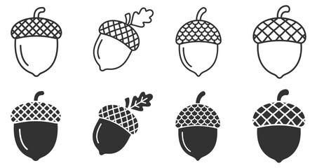 acorn icon set vector illustration isolated on transparent background © gerik_a