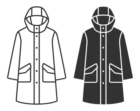 icon set of raincoat with hood vector illustrations on transparent background