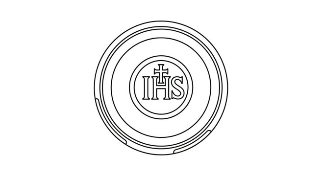 Catholic IHS Monogram Symbol on White Background with themes